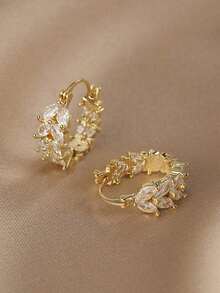 Andkiss 1pair Wheat Spike Shape Earrings With Rhinestone Embellishment - Nhiều màu - Xem 7