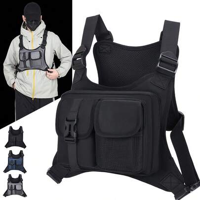 YOONI حقيبة صدر تكتيكية للخارج، حقيبة صدر رياضية للجري بنمط الكامو للرجال