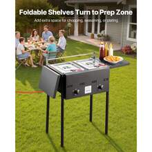 Outdoor Propane Deep Fryer, 8QT X 2 Dual-Tank, Stainless Steel With Foldable Platform, Dual Basket And Heat Adjustment, Floor Standing For Restaurant Home Snack Bar - Black - View 5