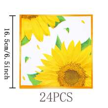 7/9 Inch Sunflower Gold Rim Disposable Plate Set, Includes Paper Plates, Cups, And Napkins, Suitable For Wedding, Engagement, Birthday Party, Wedding Reception Tableware - Multicolor - View 8