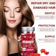 2pcs Hair Serum Oil, Suitable For Dry And Damaged Hair, Hair Capsules Containing Argan Oil And Avocado Oil, Enriched With Vitamins, Anti-Frizz, Leave-In, Suitable For All Hair Types - 紅色的 - 查看 3