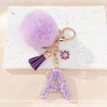 Móc khóa nhựa hình ngôi sao, trang trí bằng bông tím và tua rua hoa cúc, thích hợp làm dây đeo túi xách, dây đeo điện thoại, móc chìa khóa. Cũng là món quà tuyệt vời dành cho bạn bè và mẹ. - Màu Lilac Tím - Xem 13