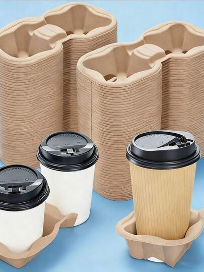 10/50PCS CARRIER (CARRY 8 To 22oz) Carrier Tray Pulp Fiber Drink Carrier, Cup Holder Tray, To Go Drink Holder, Drink Carrier For Hot Or Cold Drink, Coffee Shops, Restaurants, Juice Bars, Drink Carriers For Cups, 1PC