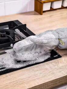 2只装。高品质钢丝洗碗手套。内置PVC材质。防滑、轻便、耐用。适用于厨房、浴室、卫生间和户外清洁。家务劳动。浴室清洁。防滑握柄。符合人体工学设计。耐用材质。加固缝线。清洁用品。家居必备。 - 彩色 - 查看 5