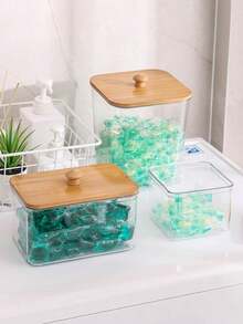 1pc Detergent Storage Box For Laundry Room, Desktop Cleaning Swab Storage Box - Multicolor - View 3