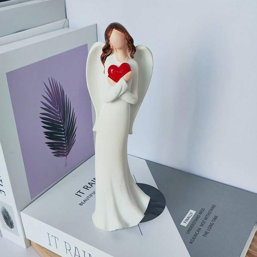 1pc Resin Angel Heart Decor Ornament, Suitable For Home Decoration, Room Decor, Gift For Family And Friends - Multicolor - View 1