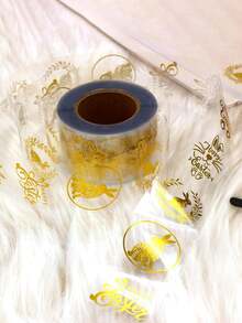 500pcs Easter Gilding Roll Stickers, Transparent Gilding Stickers For Easter Bunny Party, Easter Egg Label Sealing Stickers, Shiny Golden Easter Egg Stickers - Multicolor - View 4