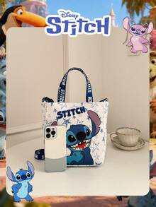 Disney 1 Pc Officially Licensed Stitch Pattern Women's Tote Bag, Cute Cartoon Handbag,Lightweight Adjustable Shoulder Strap Crossbody Bag,For Women/Girls/Students,Ideal For Daily/Outing/Holding Phone/Wallet And Small Essentials - Multicolor - View 5