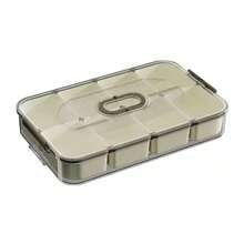 1 Transparent Plastic Multi Grid Snack Storage Box, Reusable Square Food Storage Box With Lid, Suitable For Fruits, Nuts, Candies - Portable, Suitable For Preparing Meals, Parties, Travel, Picnics - Sturdy And Dishwasher, Food Storage Storage Storage Box, Party Snack Box, Transparent Design, Durable Kitchen Utensils