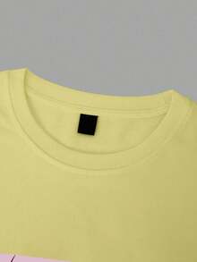 Y2K Anime Eye Print Oversized T-Shirt, Loose Fit, Premium Soft Fabric, Summer/Spring - Kuning - View 6
