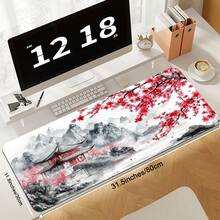 1 件装大号桌面垫，饰有山水梅花美景，多种尺寸可选；加长型游戏鼠标垫，底部防滑，边缘缝合，适用于电脑、办公、键盘、笔记本电脑。 - 豐富多彩的 - 查看 8