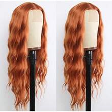 DGinger Orange Color Lace Front Wigs Loose Wave Wigs For Fashion Women Heat Resistant Natural Wave Auburn Wigs Long Wavy Synthetic Hair Replacement Wigs 24 Inch Light Brown Wig - 薑橙棕色 - 查看 2
