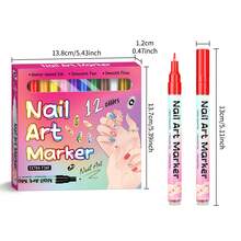 FLYSEA Nail Art Markers, 12/24 Colors Classic Nail Art Pens, Nail Art Painting Pens, DIY Nail Highlighter Outliner Pens, Nail Art Markers, ABS Nail Art Marker Set, 12/24pcs/Set Nail Art Graffiti Pens, 0.5mm Acrylic Paint Pens, Nail Art Graffiti Pens, Waterproof Nail Polish, DIY Quick-Dry Dotting & Lining Pens, Precise 3D Nail Art Markers, Quick-Drying, Suitable For Home And Nail Salon DIY, Detailed - Multicolor - View 12