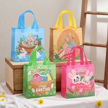 25PCS Easter Gift Packaging Bag With Handle -4 Unique Designs For Party Hand-Held Gift Bags, 9 Inches X 8.6 Inches X 4.3 Inches, Non-Woven Bag, Shopping Bag, Rabbit Egg Pattern, Suitable For Easter Party Decorations - Many - View 5