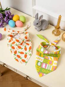 2件装复活节宠物围巾，狗狗口水巾，兔子、鸡蛋、胡萝卜图案，可调节尺寸，宠物围巾，宠物领巾，宠物日常穿搭拍照道具，复活节彩蛋寻宝派对用品，复活节快乐装饰，复活节兔子装饰，狗狗用品，宠物用品，猫咪配件，狗狗用品，送给爱狗人士的完美复活节礼物 - 彩色 - 查看 8