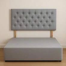 Double 4ft6 20inch Chesterfield Linen Headboard - Silver Linen - View 2