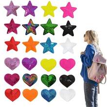 10/24 Miếng Thêu Hình Ngôi Sao & Trái Tim Lấp Lánh – Có thể ủi hoặc may lên quần áo | Phụ kiện DIY hoàn hảo cho mũ, áo sơ mi, quần jean & túi xách | Nhiều màu sắc để lựa chọn - Nhiều màu - Xem 1