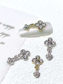 6pcs Nail Charms Vintage Flower Pendant Nail Charms, Valentine's Day Y2K Style Luxury Nail Supplies, Suitable For Multi-Functional DIY Nail Accessories, French Tip Nails - Multicolor - View 1