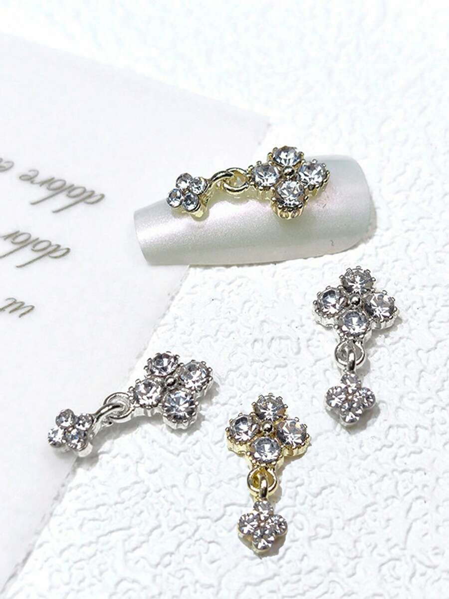 6pcs Nail Charms Vintage Flower Pendant Nail Charms, Valentine's Day Y2K Style Luxury Nail Supplies, Suitable For Multi-Functional DIY Nail Accessories, French Tip Nails - Multicolor - View 1