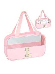 Bolsa de Toucador Transparente de PVC, Bolsa de Maquiagem com Letras, Bolsa de Toucador de Viagem à Prova d'Água, Bolsa de Armazenamento de Maquiagem à Prova d'Água com Zíper com Letras, Bolsa Organizadora de Cosméticos, Bolsa de Viagem Portátil para Cosméticos, Com Alça Prática, Para Acessórios de Toucador de Viagem, Itens Essenciais de Viagem, Itens Essenciais de Cruzeiro, Acessórios de Viagem, Armazenamento de Banheiro, Armazenamento de Joias, Armazenamento de Batom, Armazenamento de Esmalte, Presente de Páscoa, Presente para Dama de Honra, Presente para o Dia das Mães, Presentes para Mulheres - Multicolorido - Visão 15