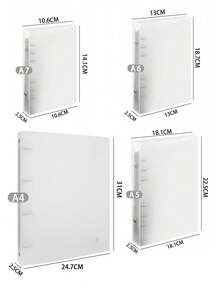 A4/A5/A6/A7 PP Plastic Transparent Frosted Loose Leaf Binder, Plastic Shell 6-Ring Detachable, Durable Loose Leaf Binder Cover, Long-Lasting, Suitable For Office, Home And School Organization - Clear - View 2