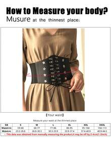 1pc Women's Basic Casual Black Personalized Five-Pointed Star Drawstring Adjustable Waist Cincher, Slim Fit Suitable For Daily Commute, Runway, Street Style, Gatherings, Dates And Other Occasions - Black - View 6