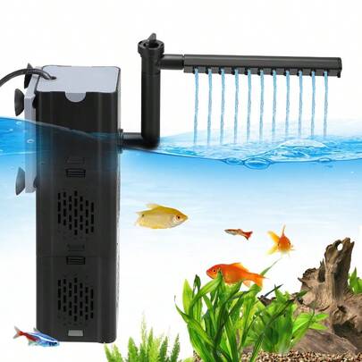 Fish Tank Filter, 1000L/H Internal Aquarium Filter With Aeration & Rainfall,Quiet Fish Tank Filter Pump For Tanks Up To 180L
