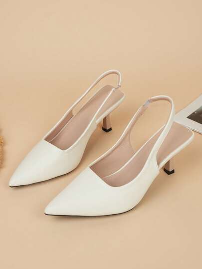 Women's Fashion High Heel Shoes, Elegant White High Heel Sandals, Sexy Pointed Toe Solid Color High Heel Sandals, Women's Multi-Function Mid Heel High Heel Shoes, Suitable For Bride Wedding, Party, Valentine's Day, Date, Teens, Spring/Summer