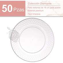 CYPNPlatos Chicos Pasteleros Elegantes Reutilizables Transparentes 50 piezas Ideal para Bodas Fiestas Cenas Calidad Resistente y Duradero. 50 platos de 16 cm 6.25"Fashion - 219747023 - Ver 4