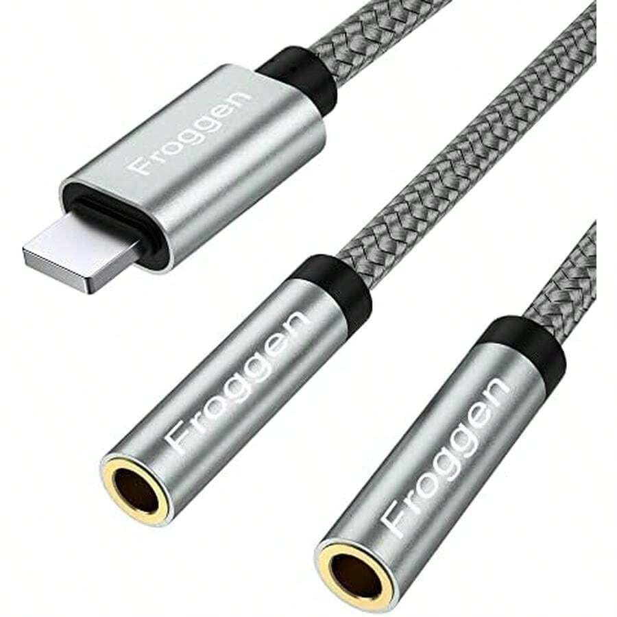 Lightning a 3,5 mm 2 adaptador de conector para auriculares, compatible con iPhone - Lightning a Dual 3.5mm Hembra - Ver 1