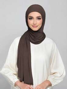1 chiếc khăn trùm đầu Jersey may liền, làm từ chất liệu mềm mại, thoáng khí và không bị xù lông. Khăn trùm đầu buộc dây. Thích hợp sử dụng quanh năm và mặc hàng ngày cho người Hồi giáo. - Cà phê nâu - Xem 3
