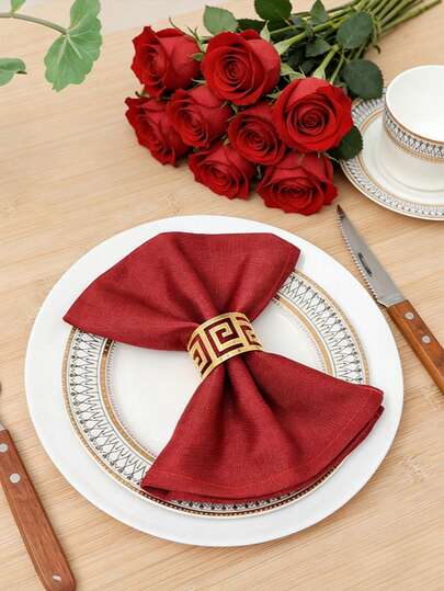 1/10pcs Minimalist Red Luxury High-Quality Napkins, Skin-Friendly Absorbent Reusable, Suitable For Wedding, Party, Valentine's Day, Picnic, Gathering, Home Decor