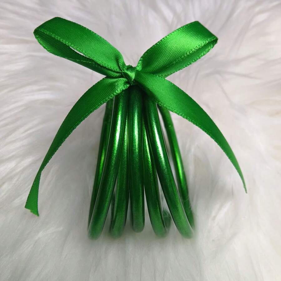 5pcs/Set Buddhist Rush Bracelets Glitter Jelly Bangle Bracelets Set For Women Temple Girls Bangle - Multicolor - View 1