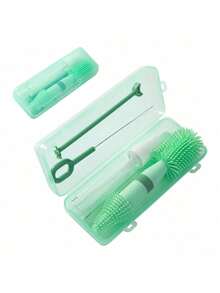 6pcs/Pack Portable Silicone Bottle Brush Set With Travel Case, Including Bottle Brush, Nipple Brush, Straw Brush,Spray Bottle,Bottle Rack, Milk Bottle Cleaning Set Perfect For Outdoor Travel - Multicolor - View 14