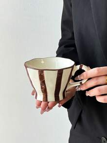1个陶瓷漏斗咖啡杯，简约欧式陶瓷杯，水杯，高品质陶瓷杯，适合聚会、下午茶、早餐、果汁、咖啡，礼品 - 彩色 - 查看 12