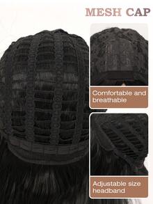 26英寸自然黑色长波浪卷耐热合成纤维假发，带刘海，轻盈柔软蓬松，适合女性时尚、日常佩戴、节日聚会、约会、优雅派对、万圣节、圣诞节、角色扮演、洛丽塔风格等场合。 - 黑色 - 查看 6