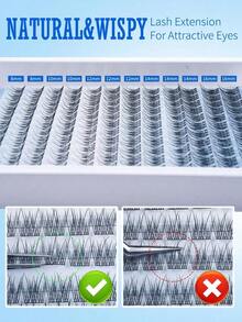 144Pcs D Curl Natural Lash Extension Kit 168Pcs Lash Clusters Kit Wispy Eyelash Extensions 8-16MM Individual Lashes Extensions With And Seal Lash Glue And Eyelash Extension Tweezers At Home - Bộ vest đen - Xem 5