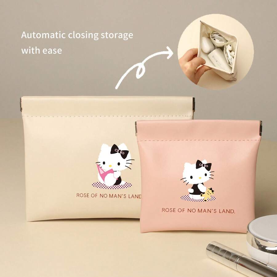 1pc Automatic Closure Portable Data Cable Organizer Bag, Suitable For Earphones, Chargers, Power Banks, Cosmetics Samples, Mini Pouch - Multicolor - View 1