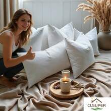 1/2pcs Feather Filled Pillow Insert, Sizes Available: 21*21 Inches/20*20 Inches/18*18 Inches/14*21 Inches, Soft & Fluffy Square Pillow Insert, Filled With Goose & Duck Down, 100% Cotton Pillow Cover, Decorative Pillow For Sofa & Bed, White - White - View 5