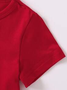 Toddler Boys' Fashionable Letter K Print T-Shirt And Shorts Set, Spring/Summer - Red - View 7