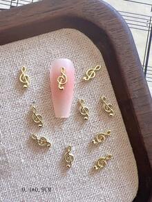 50-100個 3D合金音樂符號美甲飾品，金銀黑金屬高音記號與八分音符平底裝飾，DIY美甲與手工藝用品 - 彩色 - 查看 4