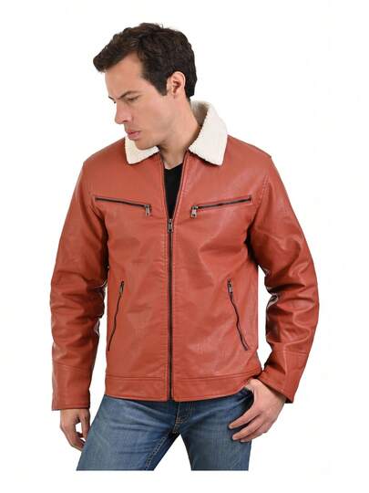 TendenciaChamarra Piel Sintetica Vinipiel Interior Y Cuello BorregoCalidad premium