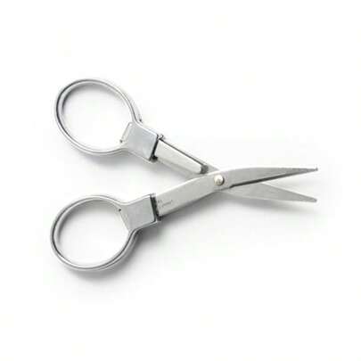 Stainless Steel Folding Scissors Compact Portable Lightweight And Durable; Perfect For Travel Camping First Aid Kits And Everyday Use