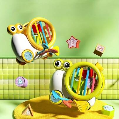 1 pièce Jouet sensoriel en forme d'escargot avec corde de traction - Convient au développement sensoriel des nourrissons, avec des fentes d'insertion de formes et une corde de traction pour exercer les compétences de motricité fine. Jouet idéal pour les activités éducatives préscolaires, convient aux jeux d'intérieur à la maison ou aux divertissements de jardin extérieur, cadeau de Noël, Halloween, anniversaire pour les garçons et les filles