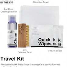 YEUSS WEWI Jason Markk Kit de limpieza de zapatos de viaje, limpiador de zapatos, juego de 5 piezas, tamao de viaje, ideal para calzado,  en piel, gamuza, nubuck, algodn, tejidos, Negro -, Talla unica - como se muestra en la figura - Ver 3