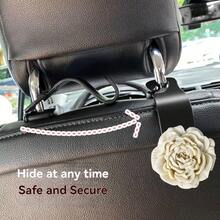 1 Set Ganchos para respaldo de asiento de coche con diseño de camelias en rosa + gris - Accesorios multifuncionales para el interior del coche, adecuados para todos los modelos, 2 piezas/Set, regalo perfecto para amantes, familia y amigos en Navidad y Día de San Valentín - Gancho para flores de peonía - Ver 6