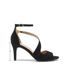 Women Fashion Stiletto Heeled Sandals Peep Toe Cross Strap High Chunky Elegant Dress Heeled Sandals, For Prom, Party, Wedding - 黑色/牛巴革 - 查看 5