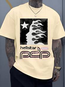 1pcs Star Flame Head Silhouette Men's 220g Graphic Streetwear Retro Futuristic 100% Cotton Y2K Swag Men Clothes Cosmic  Digital Printed T Shirt Gifts For Men - Màu be - Xem 7