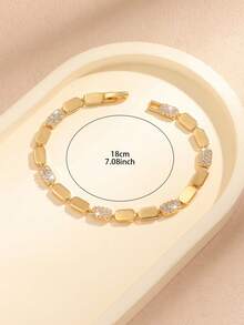 1 chiếc vòng tay bằng đồng mạ vàng 18K đính đá Cubic Zirconia, thiết kế dành cho nữ, sang trọng, thanh lịch, phù hợp để đeo hàng ngày và làm quà tặng, thích hợp cho mọi mùa, chủ đề Giáng sinh. - Vòng tay đá zircon - Xem 5