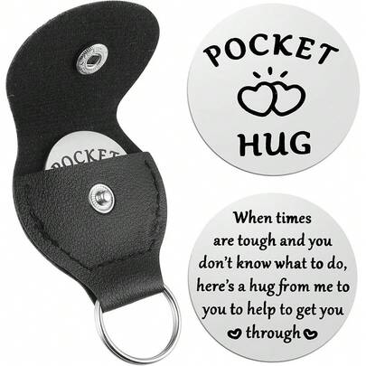 Pocket Hug Token Keychain Pendant - Compact Inspirational Accessory For Motivation And Support - Perfect Encouragement Gift For Men, Friends, Family, Or Loved Ones School Letter Car Accessories Cute Goth Y2k